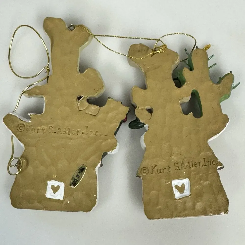 2 Kurt Adler Snowtown Cowboy Hat Snowman Cactus Christmas Ornaments Resin